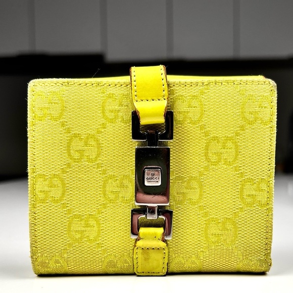 GUCCI LIME GREEN JACKIE LOGO WALLET - Picture 1 of 10